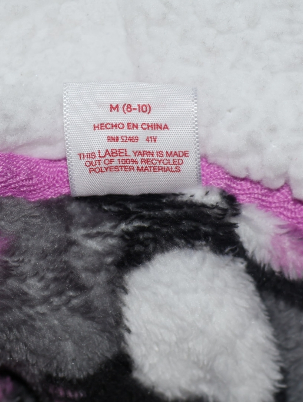 Holiday Time Plush Panda Lounger With Hood-Gray, Pink, & Black. Medium (8-10). - Picture 8 of 13
